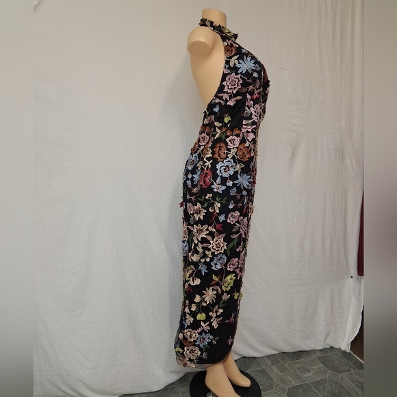 Lulu's Black Floral Backless Maxi Dress Size L - Picture 4 of 16